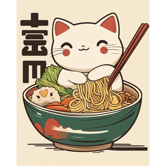 Schilder Op Nummers - Gelukkige Japanse kat