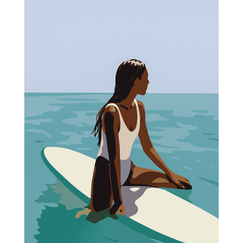 Schilder Op Nummers - Dame op surfplank