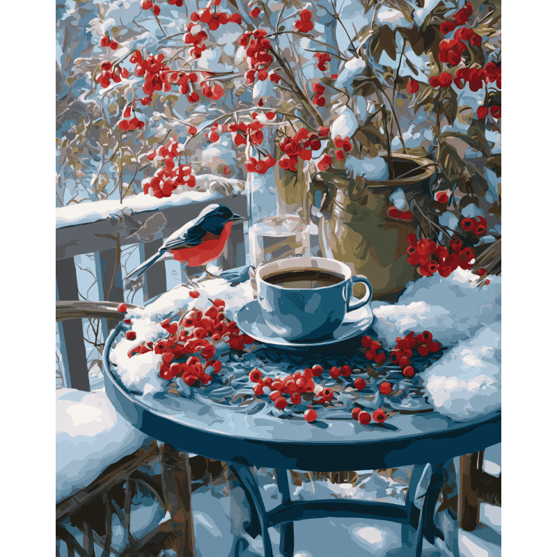 Een besneeuwd terras