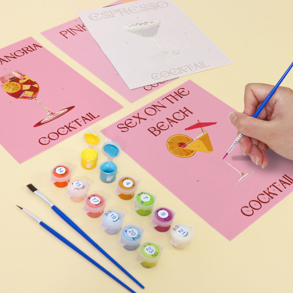 6 Mini Paintings | Pink Cocktail set
