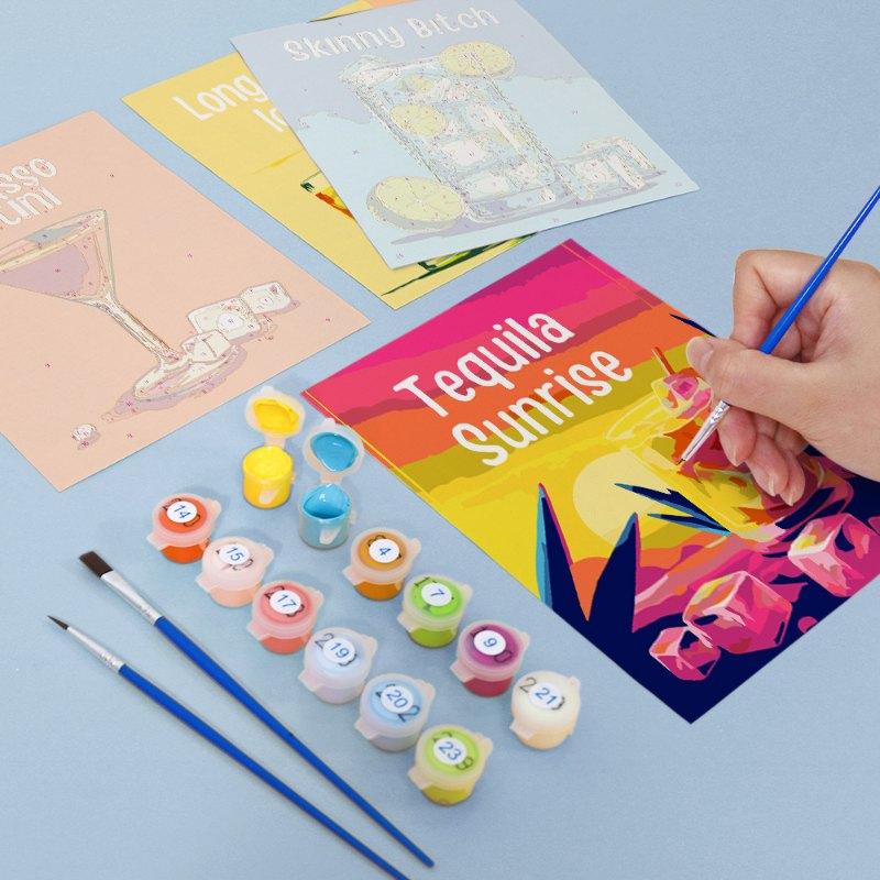 6 Mini Paintings | Happy Hour Cocktails set