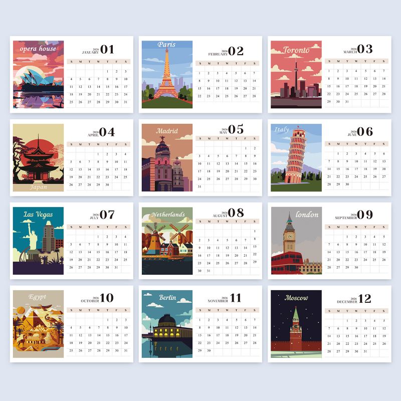 2026 Schilderen op Nummer kalender | Beroemde monumenten editie