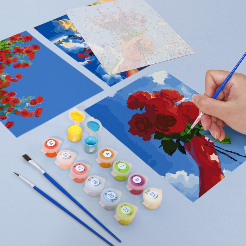 6 Mini Paintings | Boeketten in de lucht set