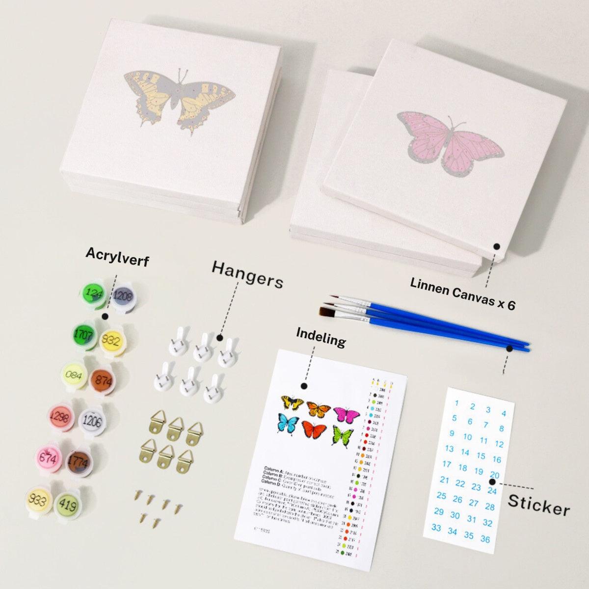 6 Mini Paintings | Vlinder set