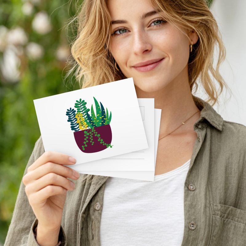5 Schilderen op Nummer Ansichtkaarten - kamerplanten set