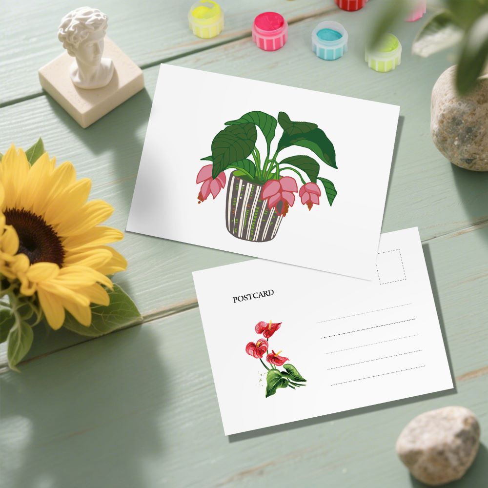 5 Schilderen op Nummer Ansichtkaarten - kamerplanten set