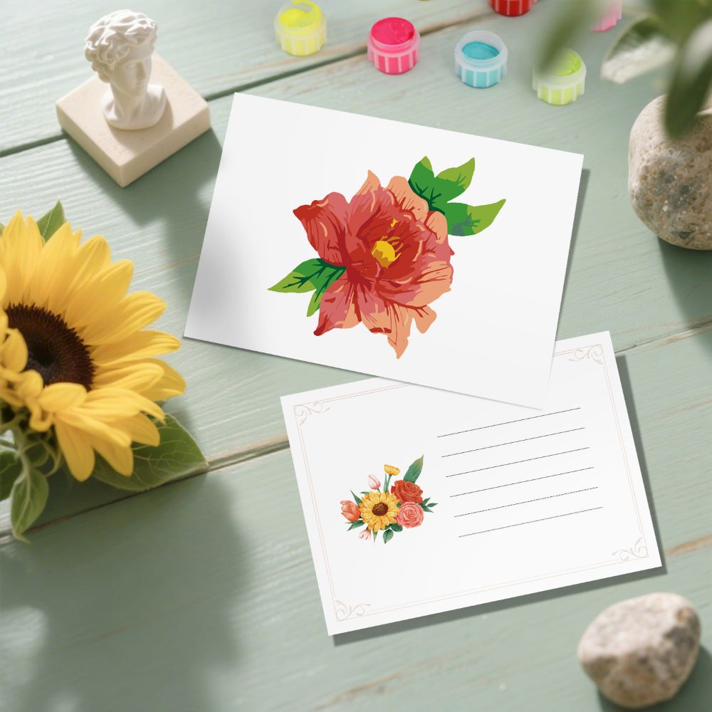5 Schilderen op Nummer Ansichtkaarten - Bloemen set