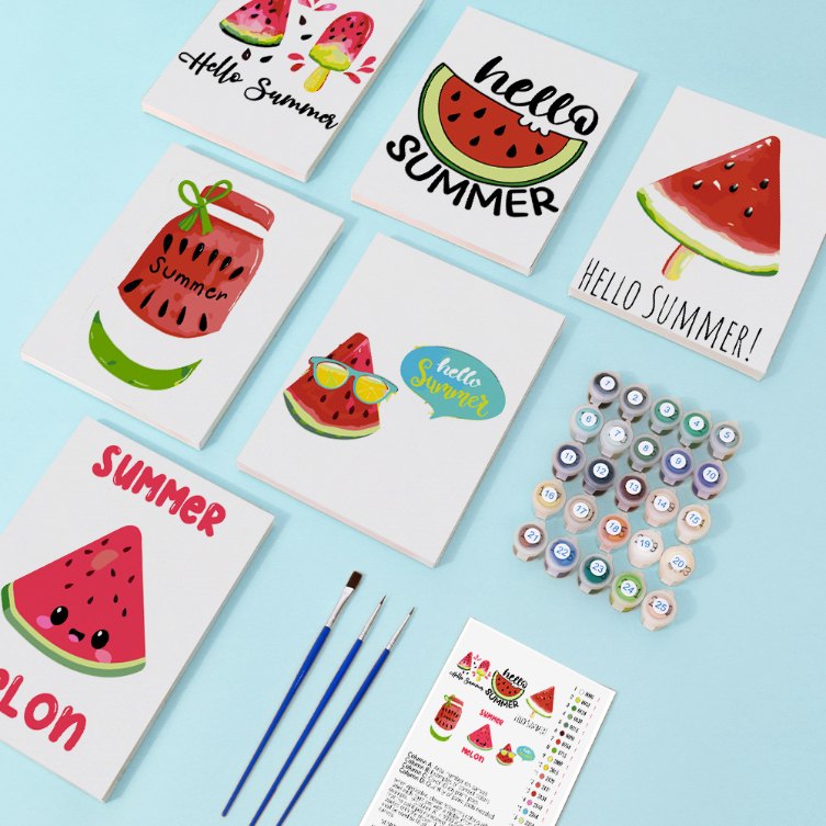 6 Mini Paintings | Summer Melon set