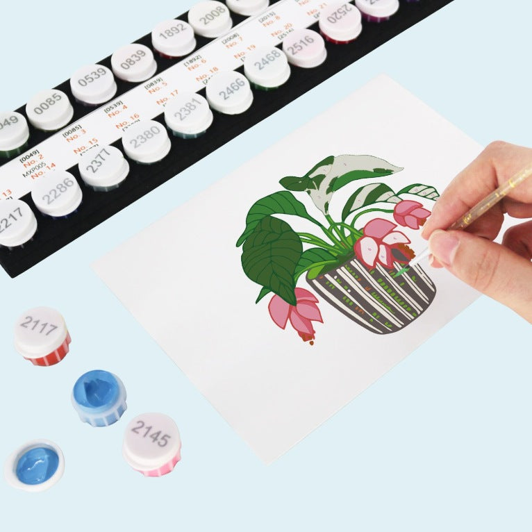5 Schilderen op Nummer Ansichtkaarten - kamerplanten set