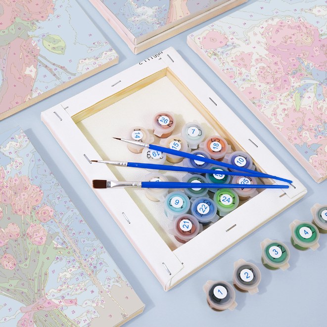6 Mini Paintings | Boeketten in de lucht set