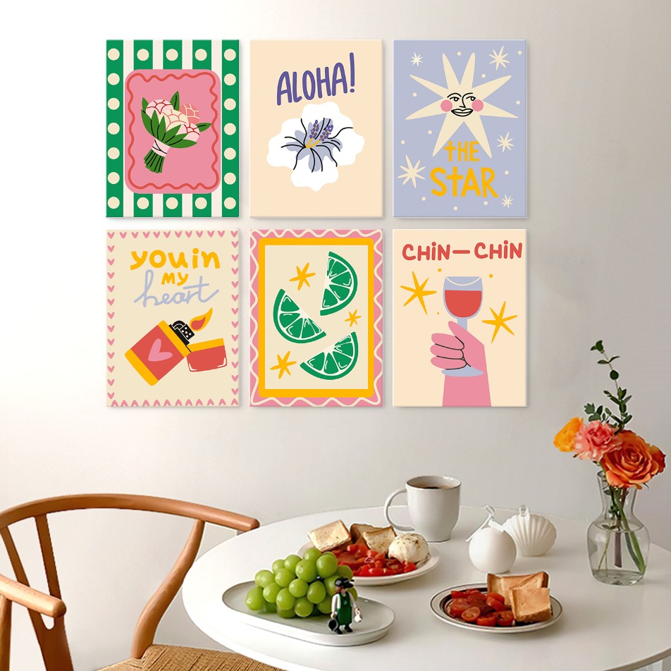 6 Houten Plaat Mini Paintings – Proosten en Wensen Set