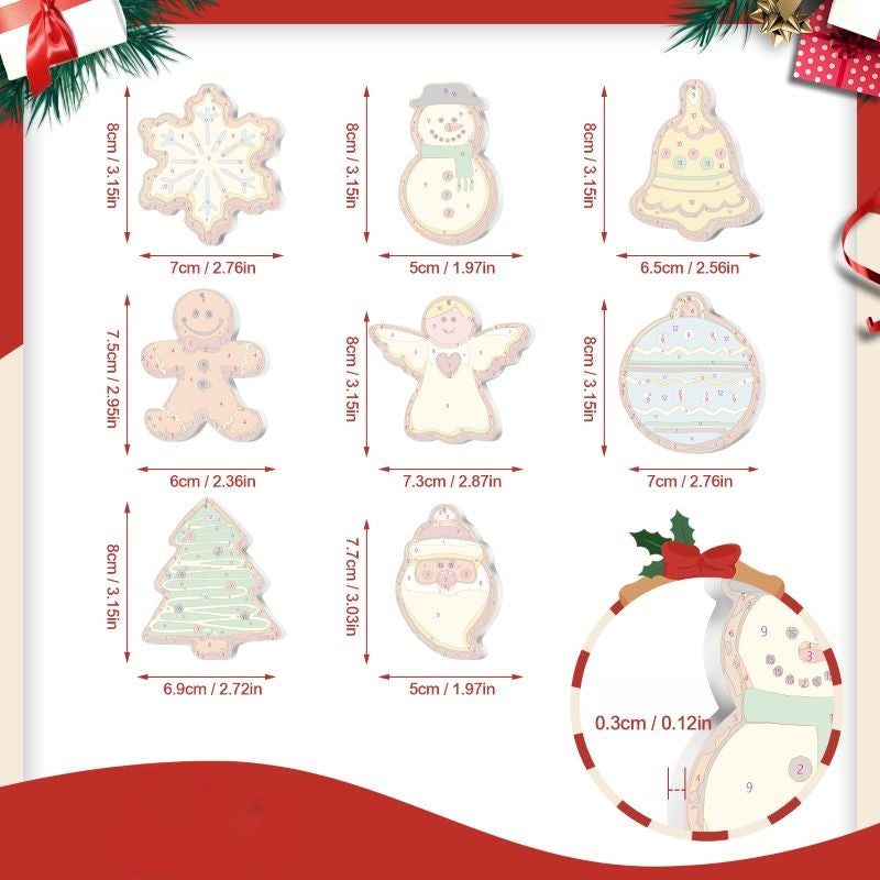 8 Schilder op Nummer Kersthangers - Kerstkoekjes set