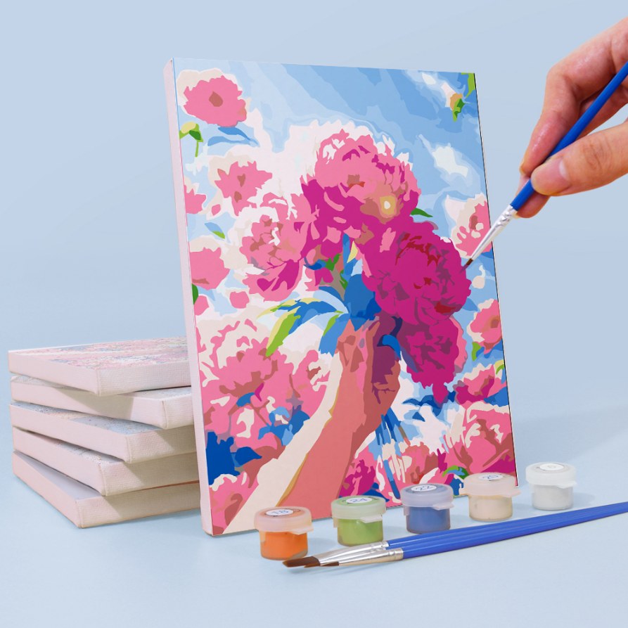 6 Mini Paintings | Boeketten in de lucht set