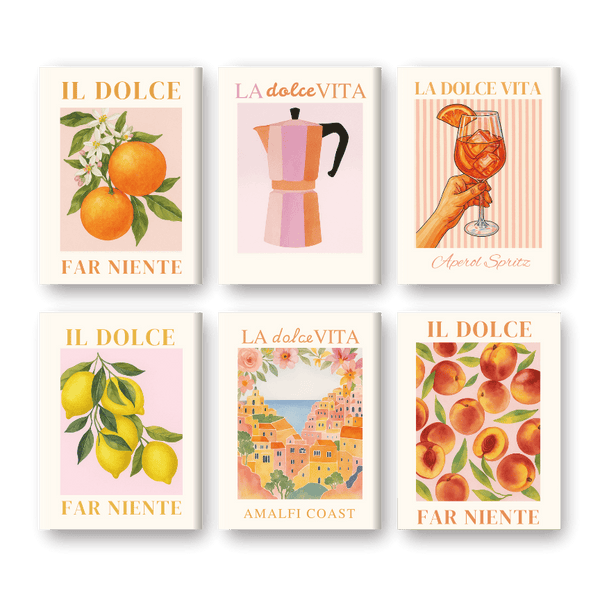 6 Mini Paintings | Italiaanse ''Dolce Vita'' set