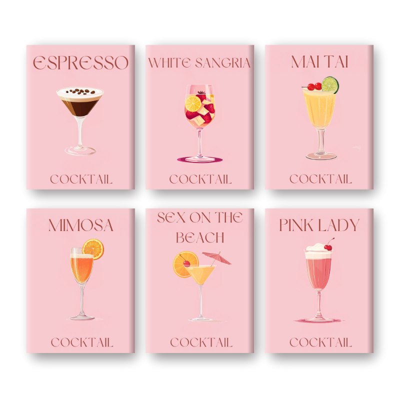 Schilder Op Nummers - 6 Mini Paintings | Pink Cocktail set