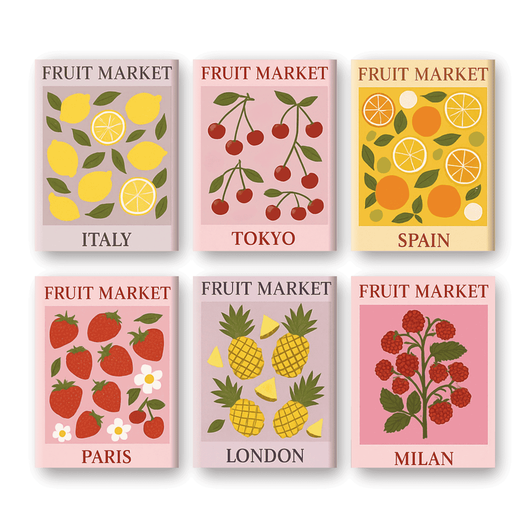 Schilder Op Nummers - 6 Mini Paintings | Fruitmarkt set