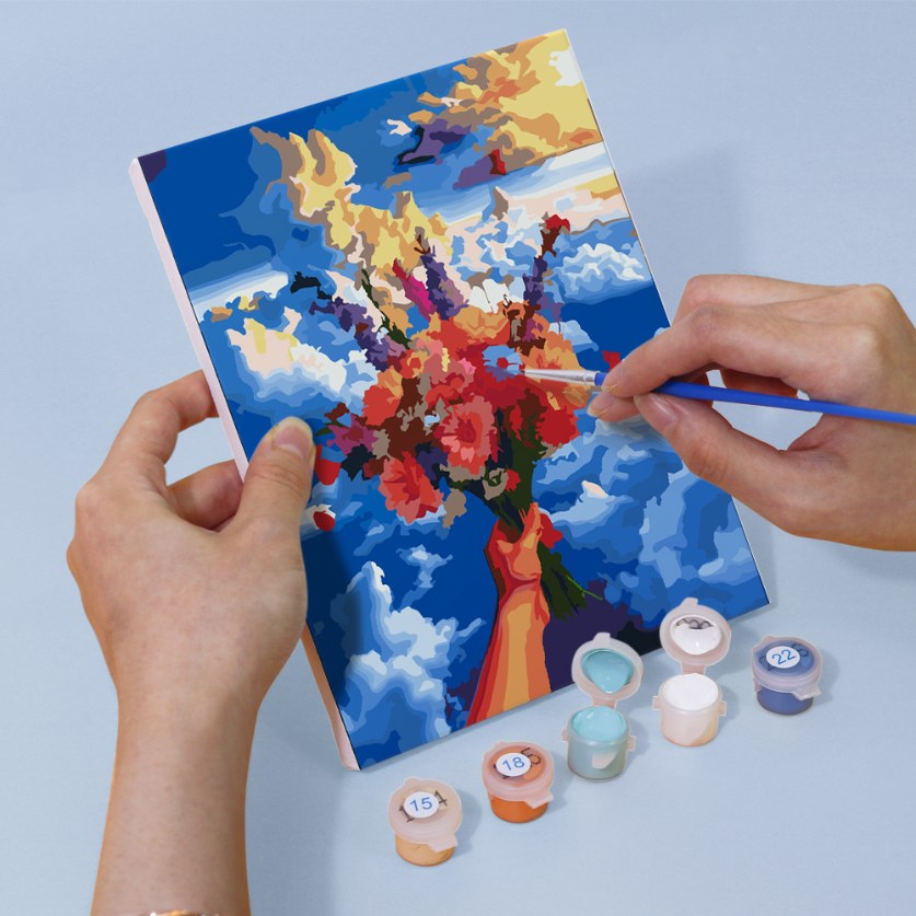 6 Mini Paintings | Boeketten in de lucht set