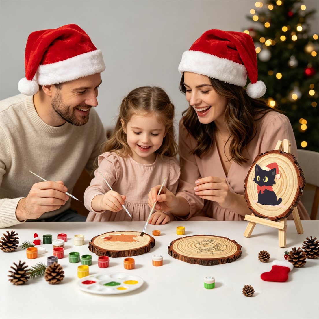 Schilder op Nummer Boomschijf - Kerstkat