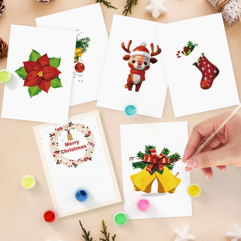 5 Schilderen op Nummer Ansichtkaarten - Kerst set