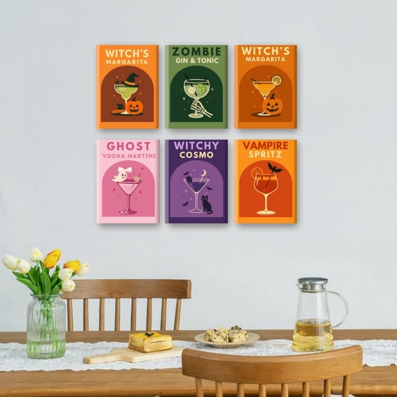 6 Mini Paintings | Halloween Cocktails set