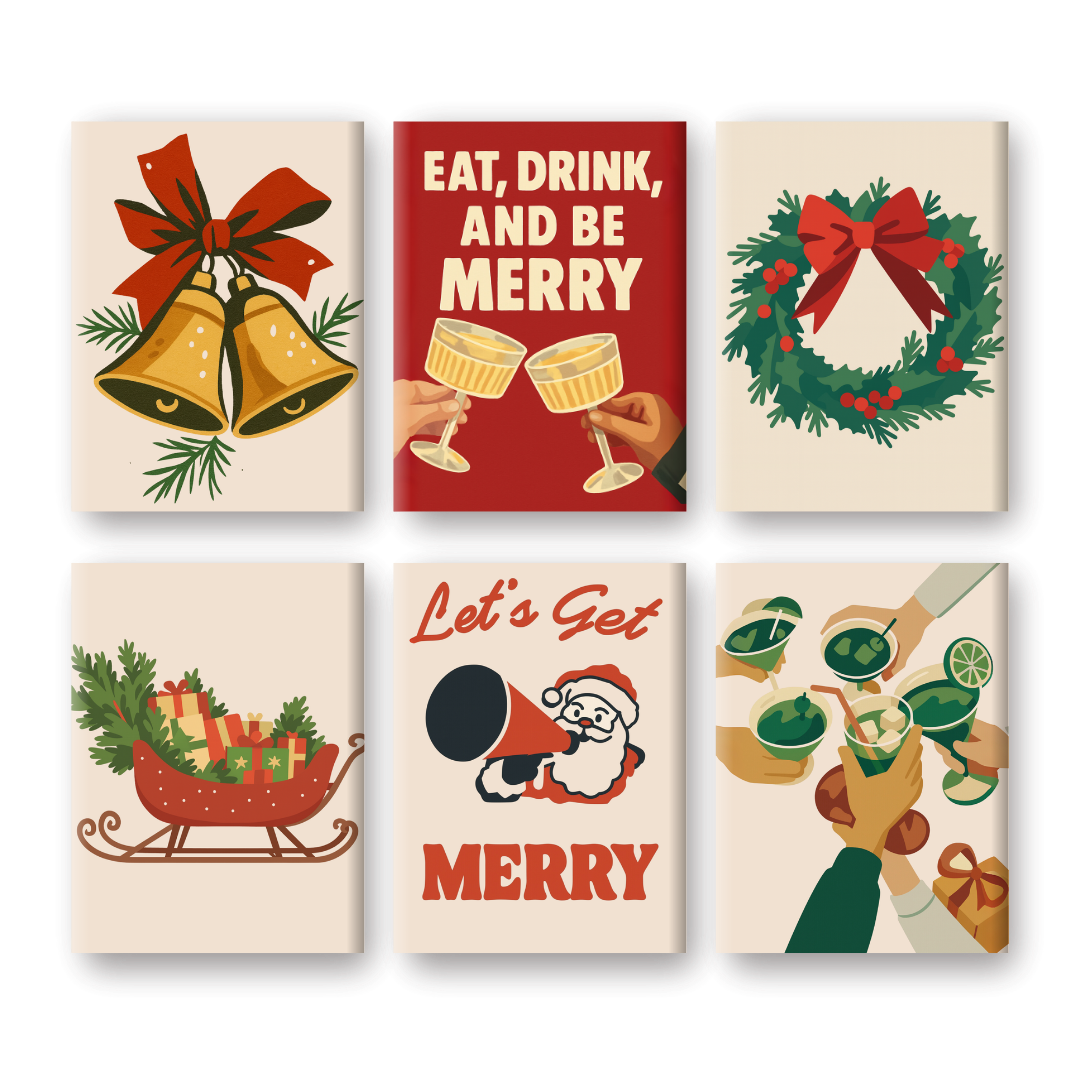 6 Mini Paintings | Merry Xmas set