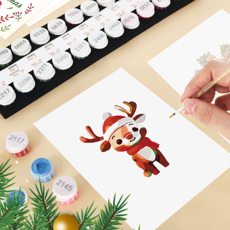 5 Schilderen op Nummer Ansichtkaarten - Kerst set