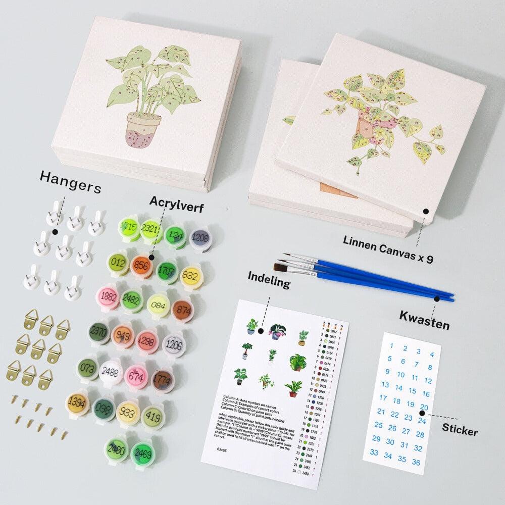 9 Mini Paintings | Kamerplanten Set