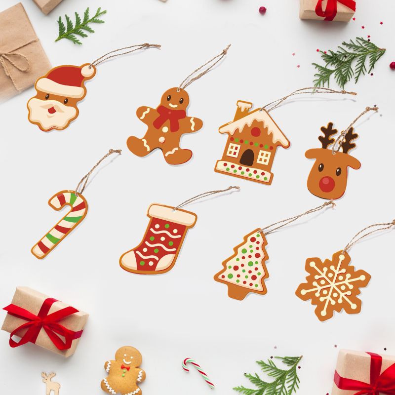8 Schilder op Nummer Kersthangers - Kerstkoekjes set