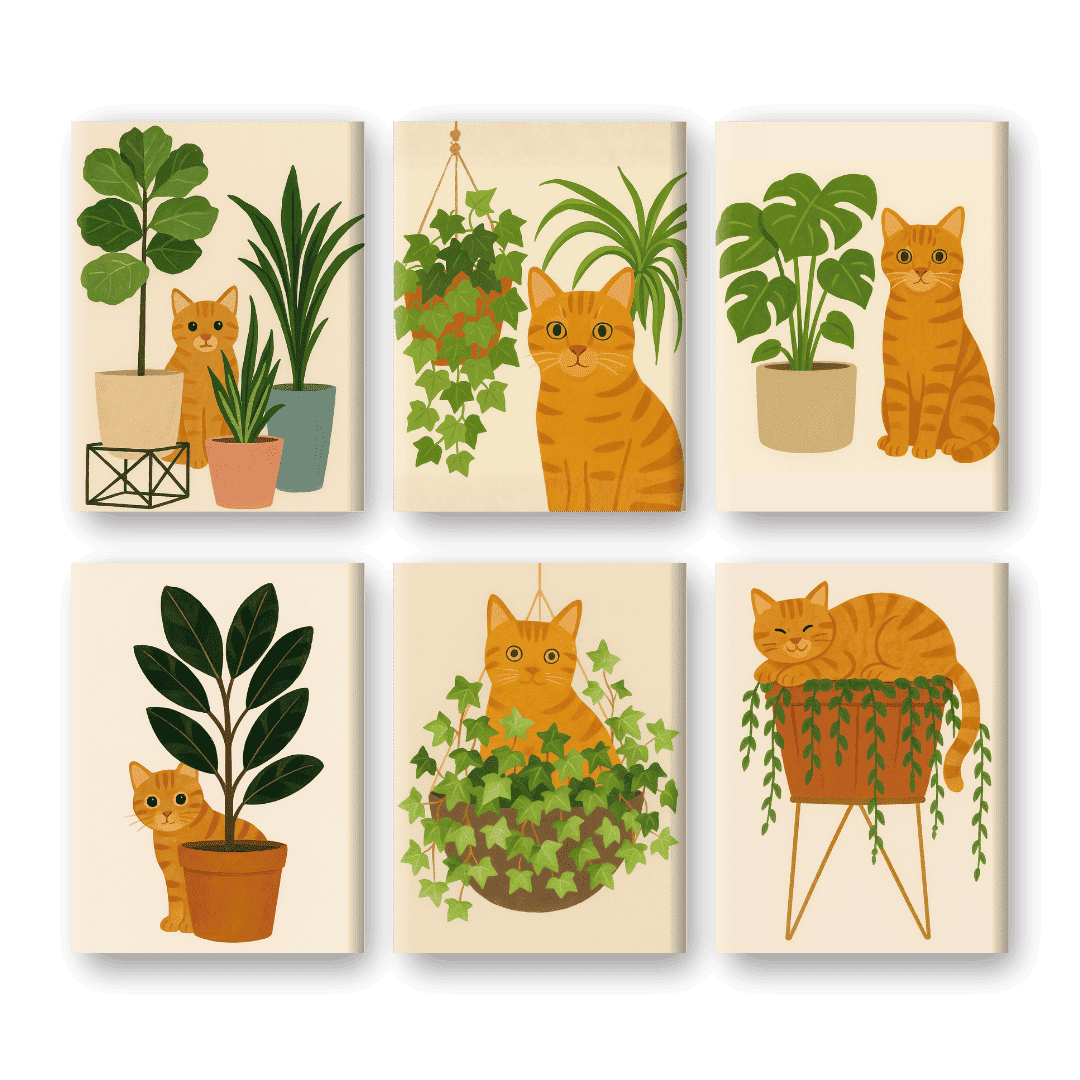 6 Mini Paintings | De Oranje Kat Set