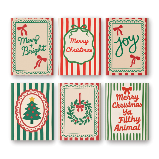 6 Mini Paintings | Kerst Strepen Set