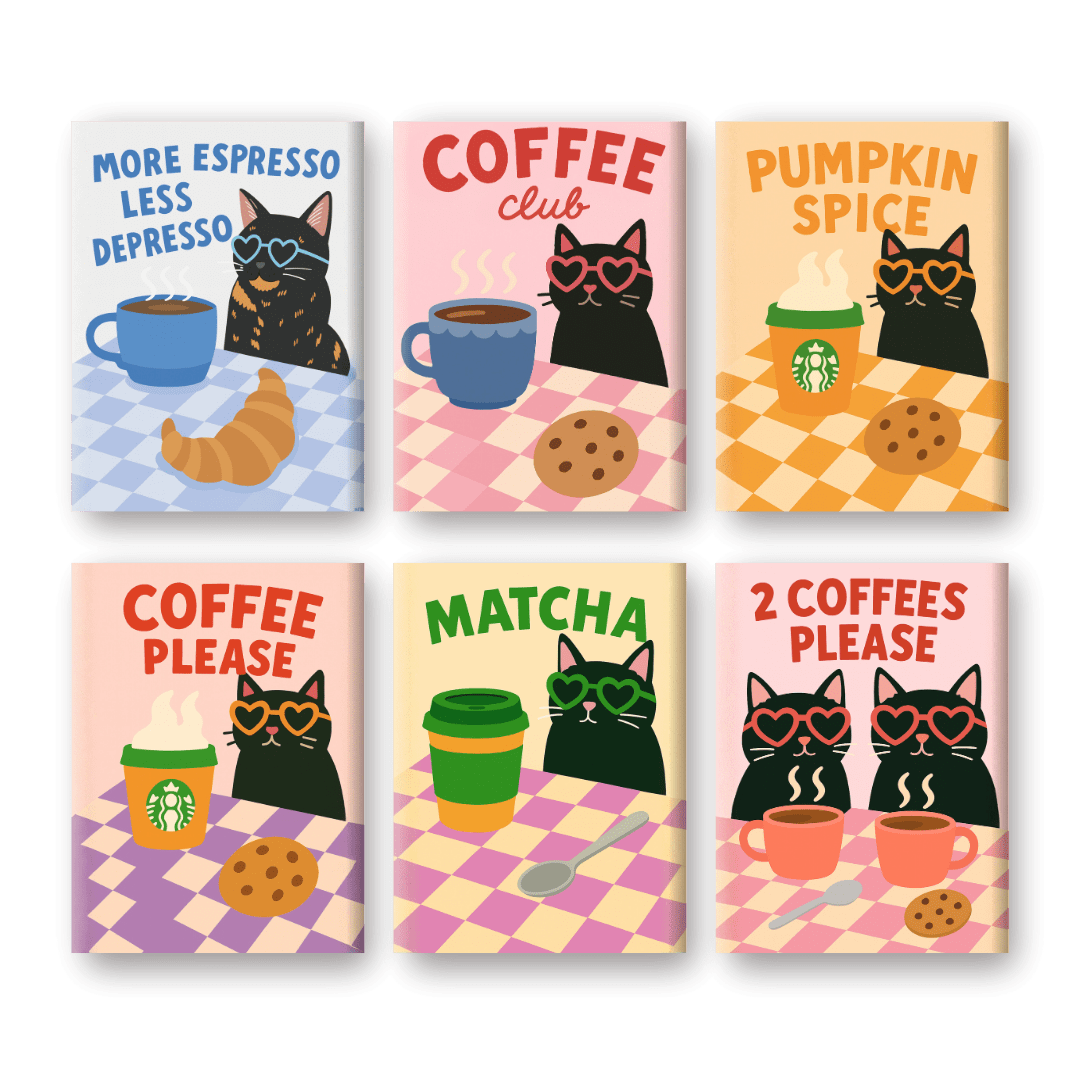 6 Mini Paintings | Coffee Club Set