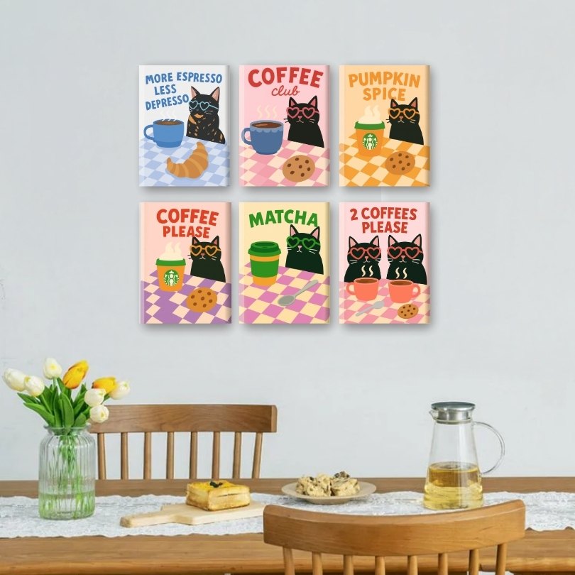 6 Mini Paintings | Coffee Club Set
