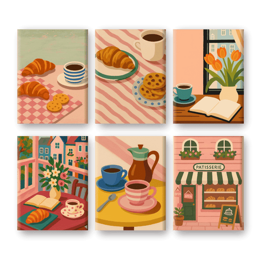 6 Mini Paintings | Koffie & Ontbijt Set