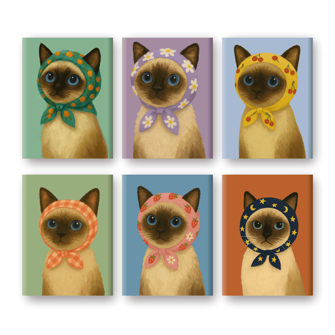 6 Mini Paintings | Schattige Katten Set