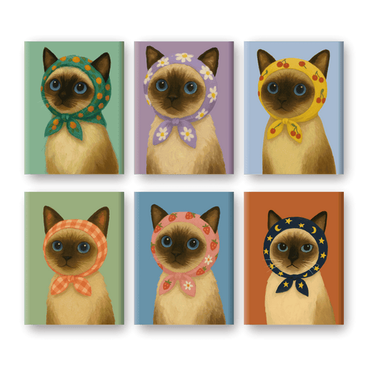 6 Mini Paintings | Schattige Katten Set