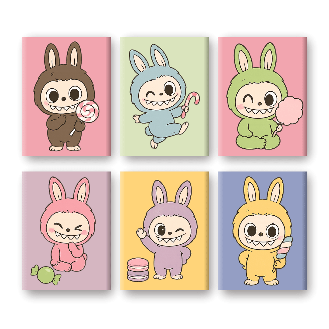 6 Mini Paintings | Schattige Poppen Set