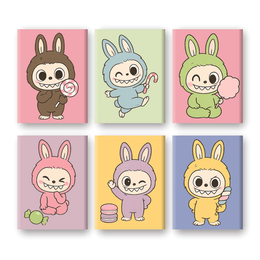 6 Mini Paintings | Schattige Poppen Set