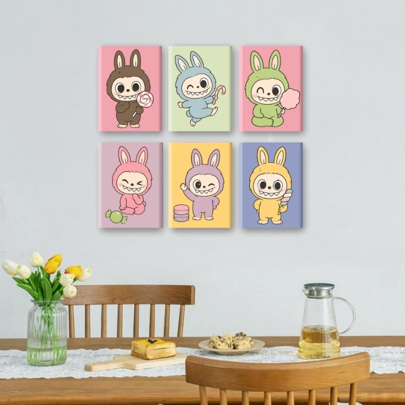6 Mini Paintings | Schattige Poppen Set