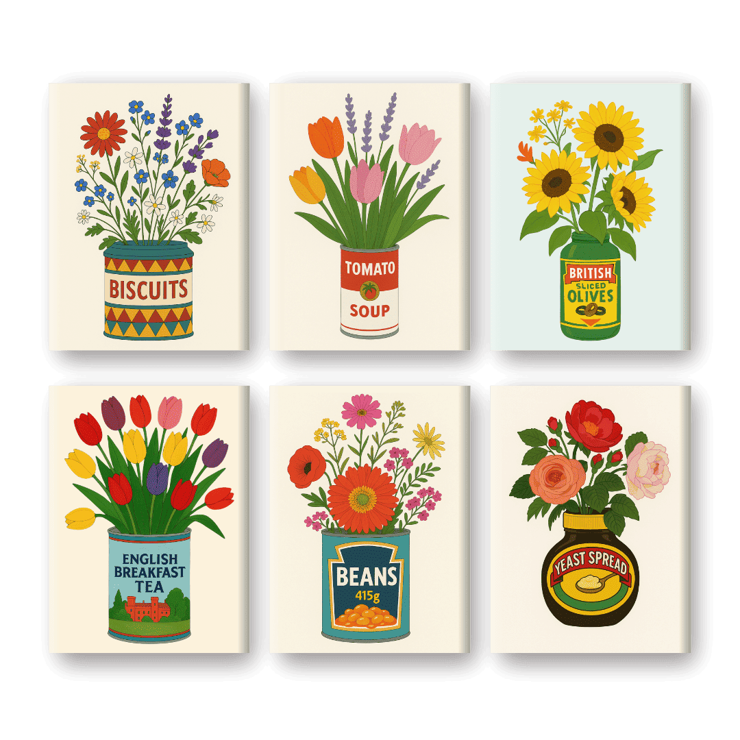 6 Mini Paintings | Bloemen in Blik Set