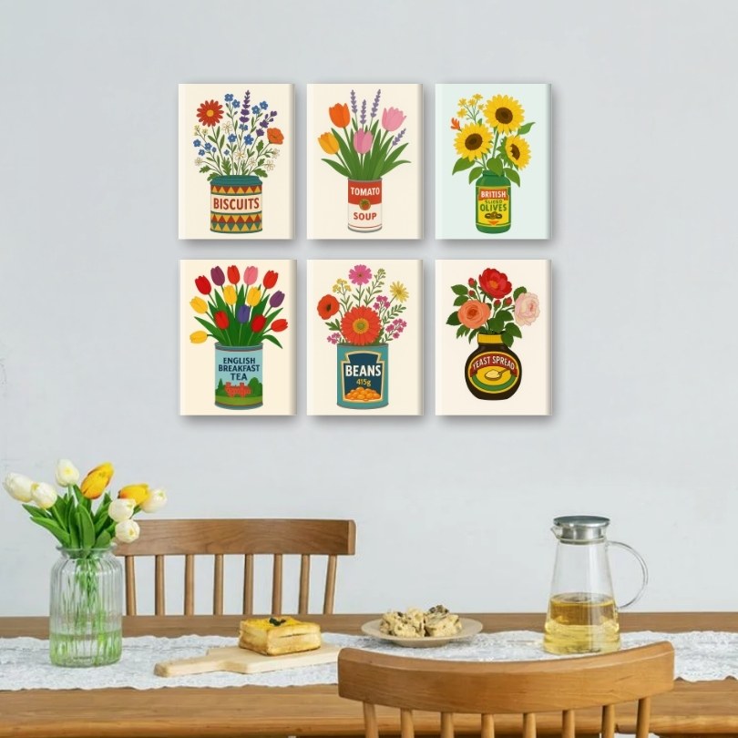 6 Mini Paintings | Bloemen in Blik Set