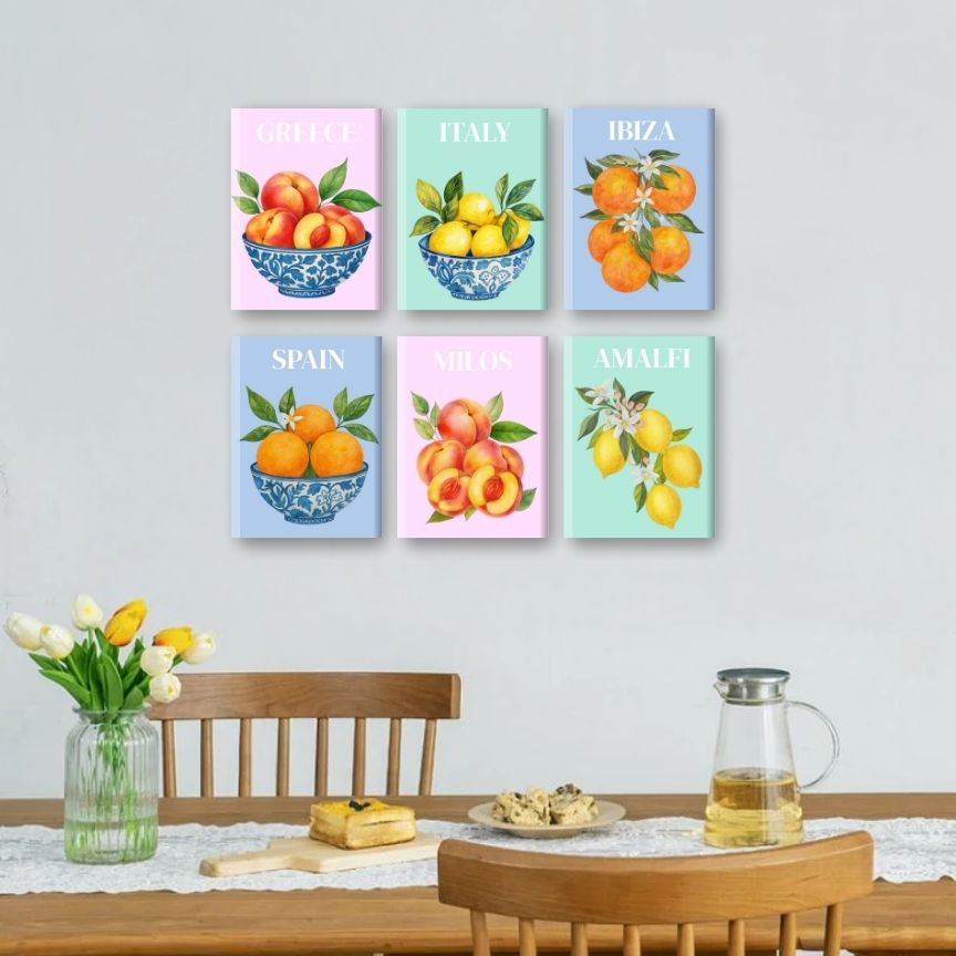 6 Mini Paintings | Mediterrane fruit set Mockup
