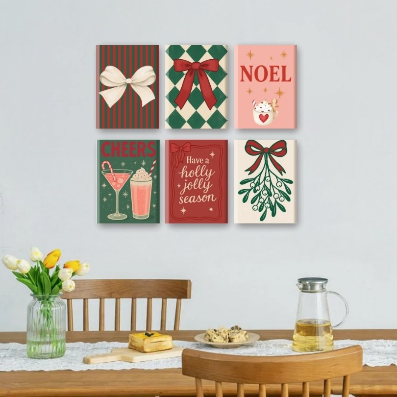6 Mini Paintings | Vrolijk kerst set