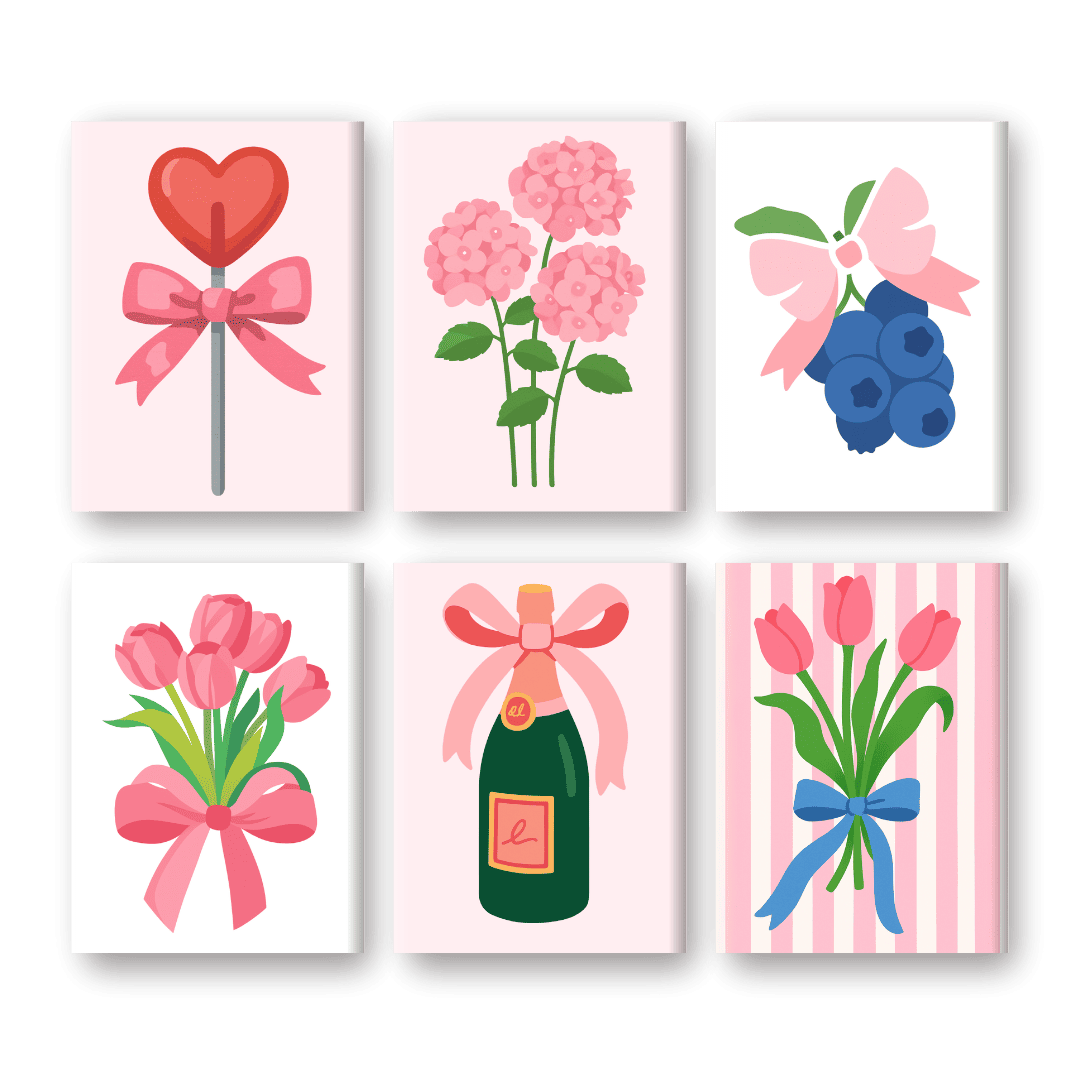 6 Mini Paintings | Pink Aesthetics Set