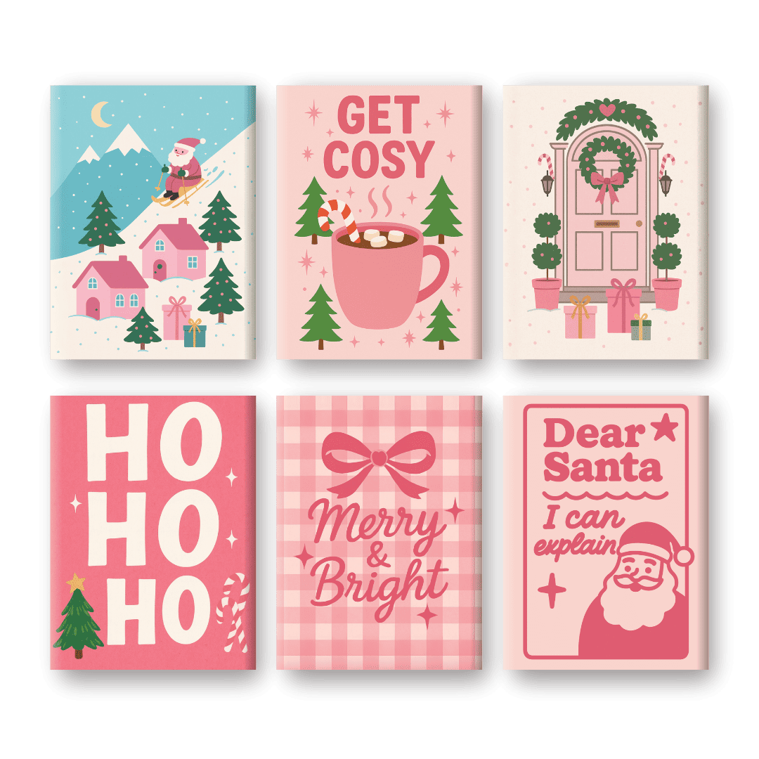 6 Mini Paintings | Roze Kerst Set