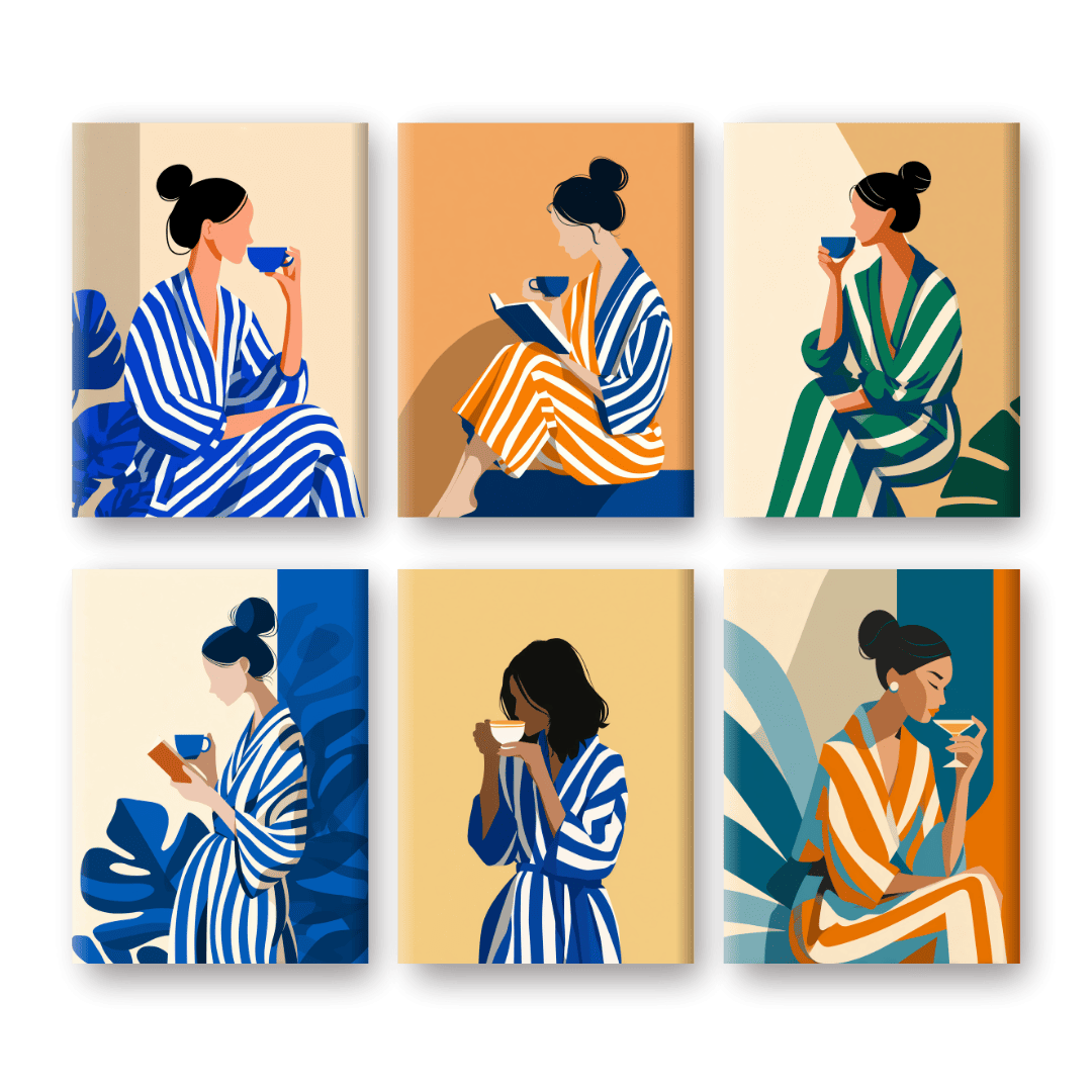 6 Mini Paintings | Gestreept Dames Set