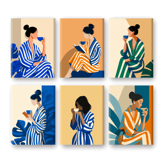6 Mini Paintings | Gestreept Dames Set