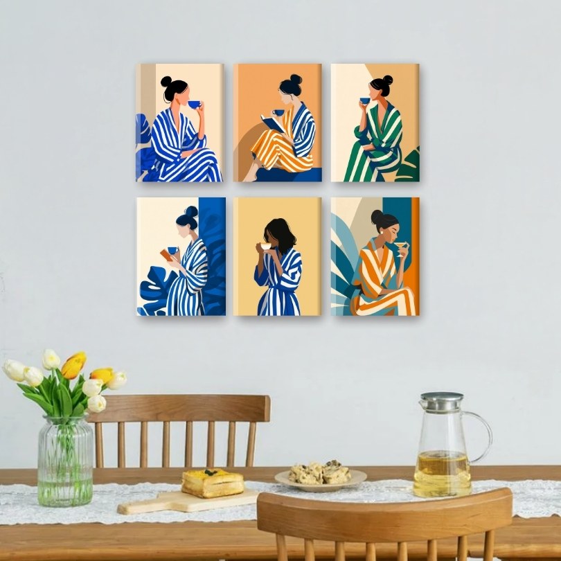 6 Mini Paintings | Gestreept Dames Set