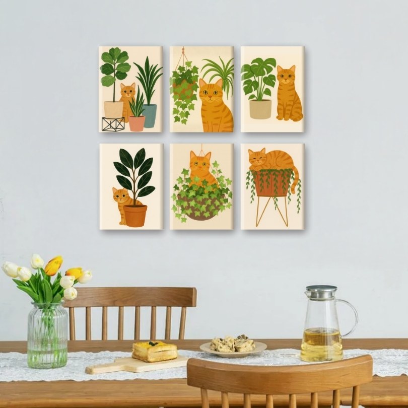 6 Mini Paintings | De Oranje Kat Set