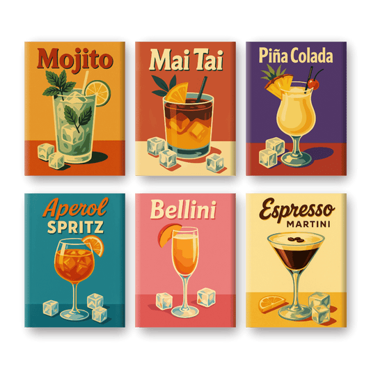 6 Mini Paintings | Old School Cocktail Set