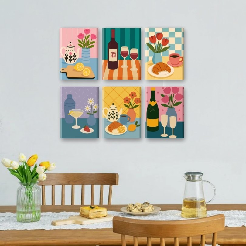 6 Mini Paintings | Vintage Keuken Set